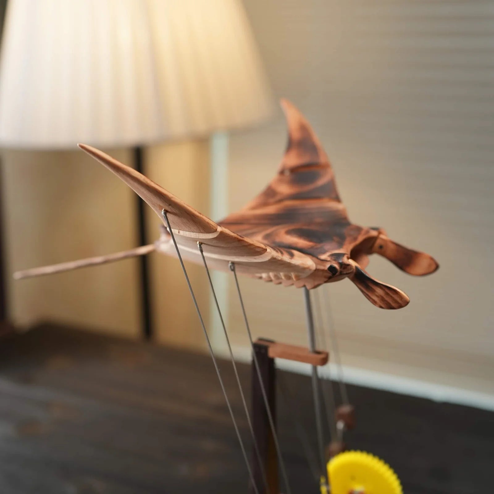 Handcrafted Wooden Manta Ray Automaton