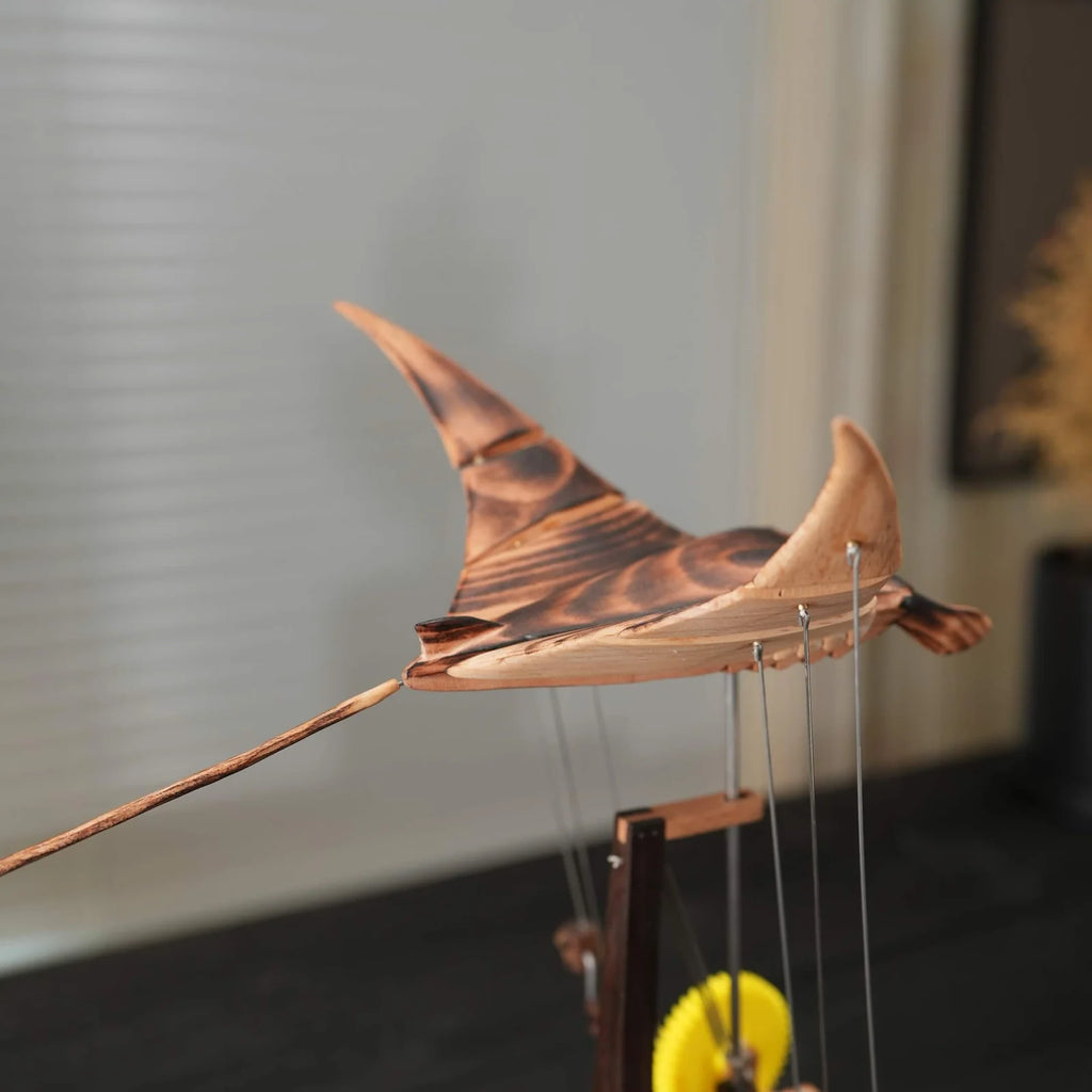 Handcrafted Wooden Manta Ray Automaton